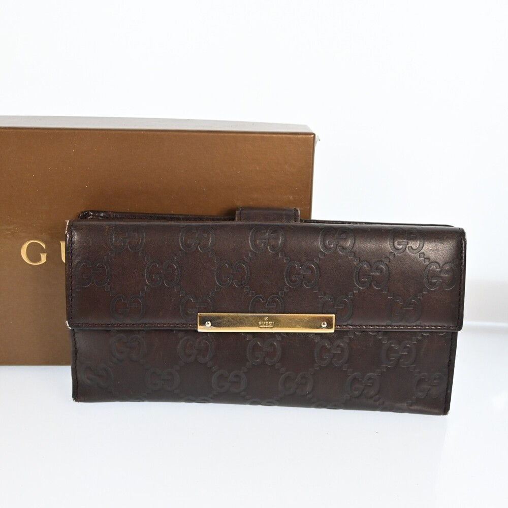 Auth Gucci Gg Pattern Brown Leather #259275G15B